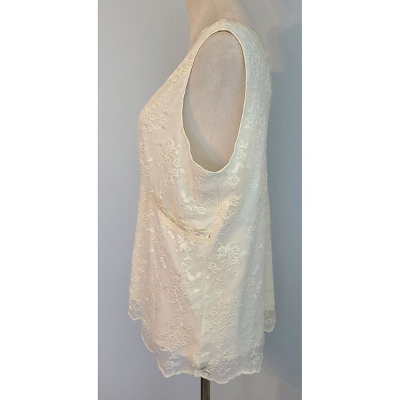 Worthington Womans 1X Lined Lace Tank Cami 1X Cream Coquette Angelic Bohemian - Picture 3 of 11